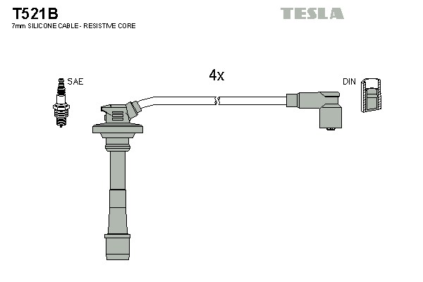 Комплект проводов зажигания TESLA T521B