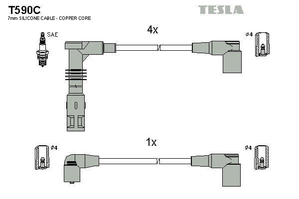 Комплект проводов зажигания original TESLA T590C