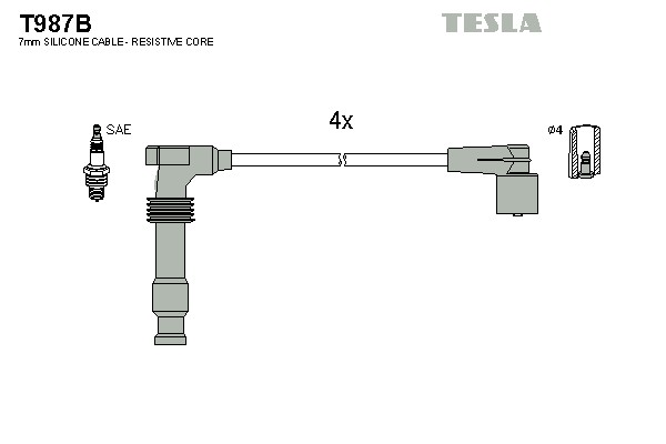 Комплект проводов зажигания alternative TESLA T987B