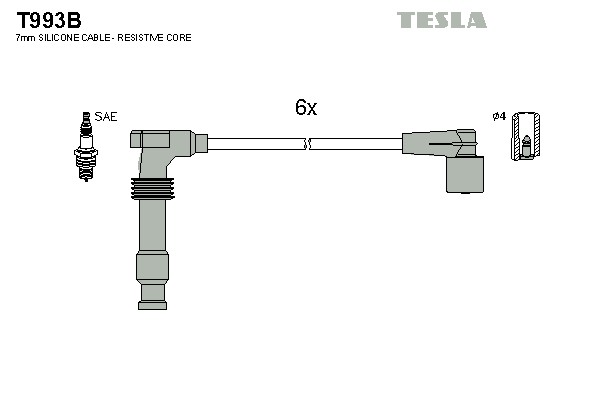 Комплект проводов зажигания alternative TESLA T993B