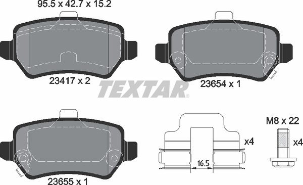 Комплект тормозных колодок дискового тормоза TEXTAR 2341703