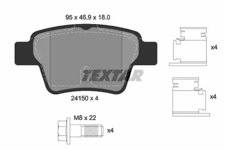 Комплект тормозных колодок дискового тормоза + TEXTAR 2415001