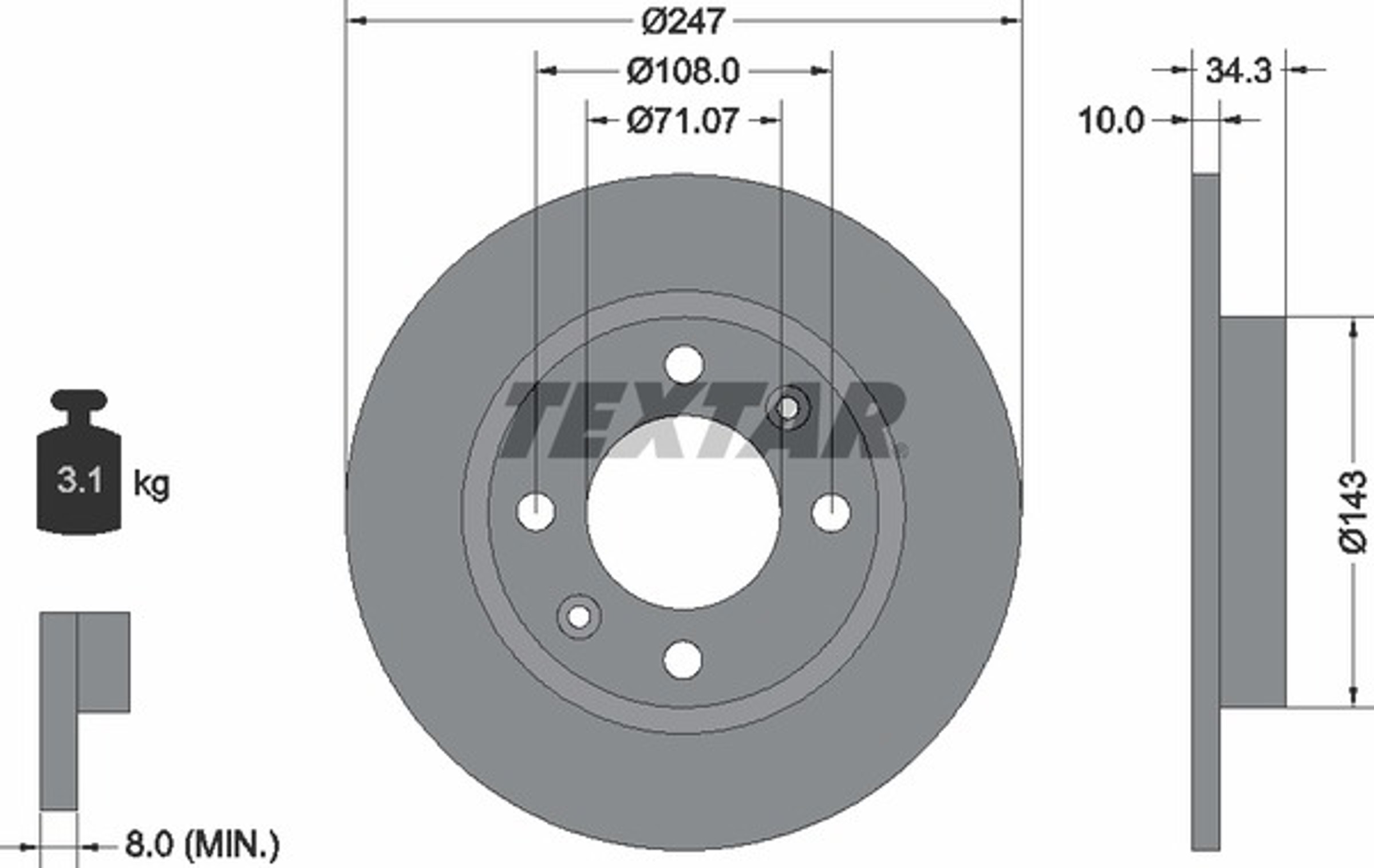 Диск тормозной TEXTAR 92048200