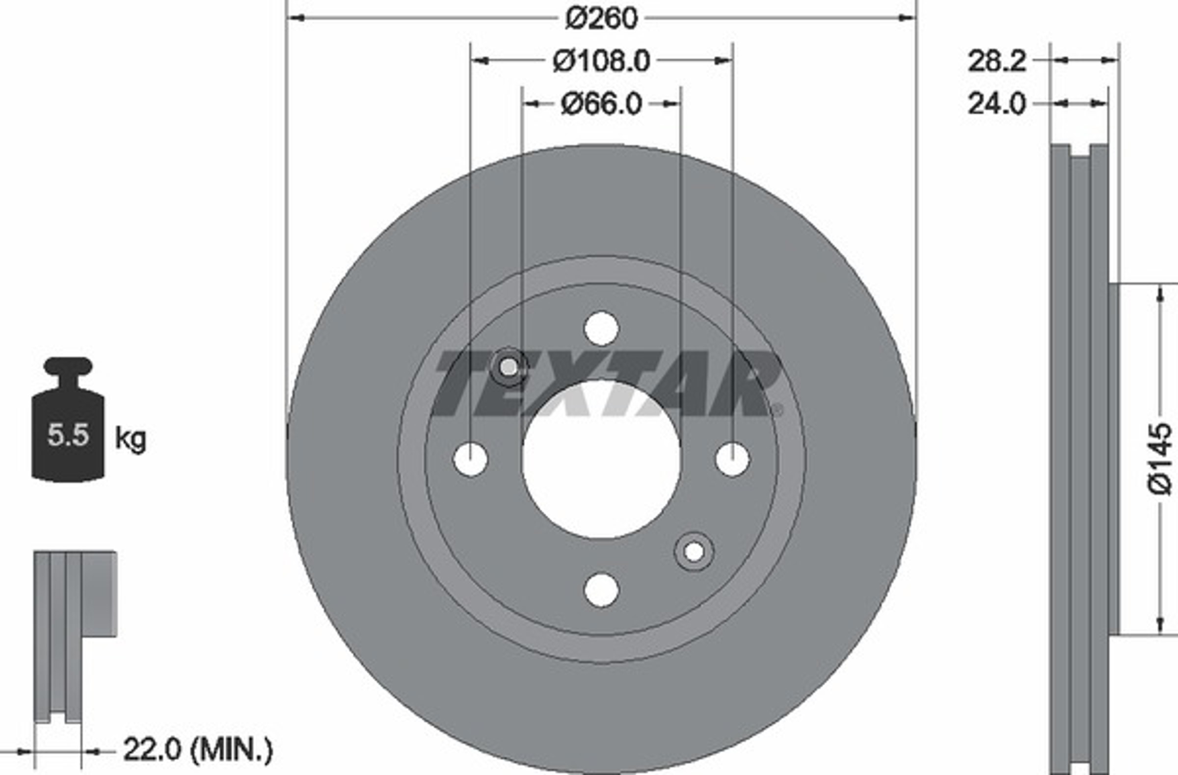 Диск тормозной TEXTAR 92078603