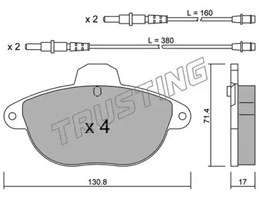 Комплект тормозных колодок дискового тормоз TRUSTING 299.0