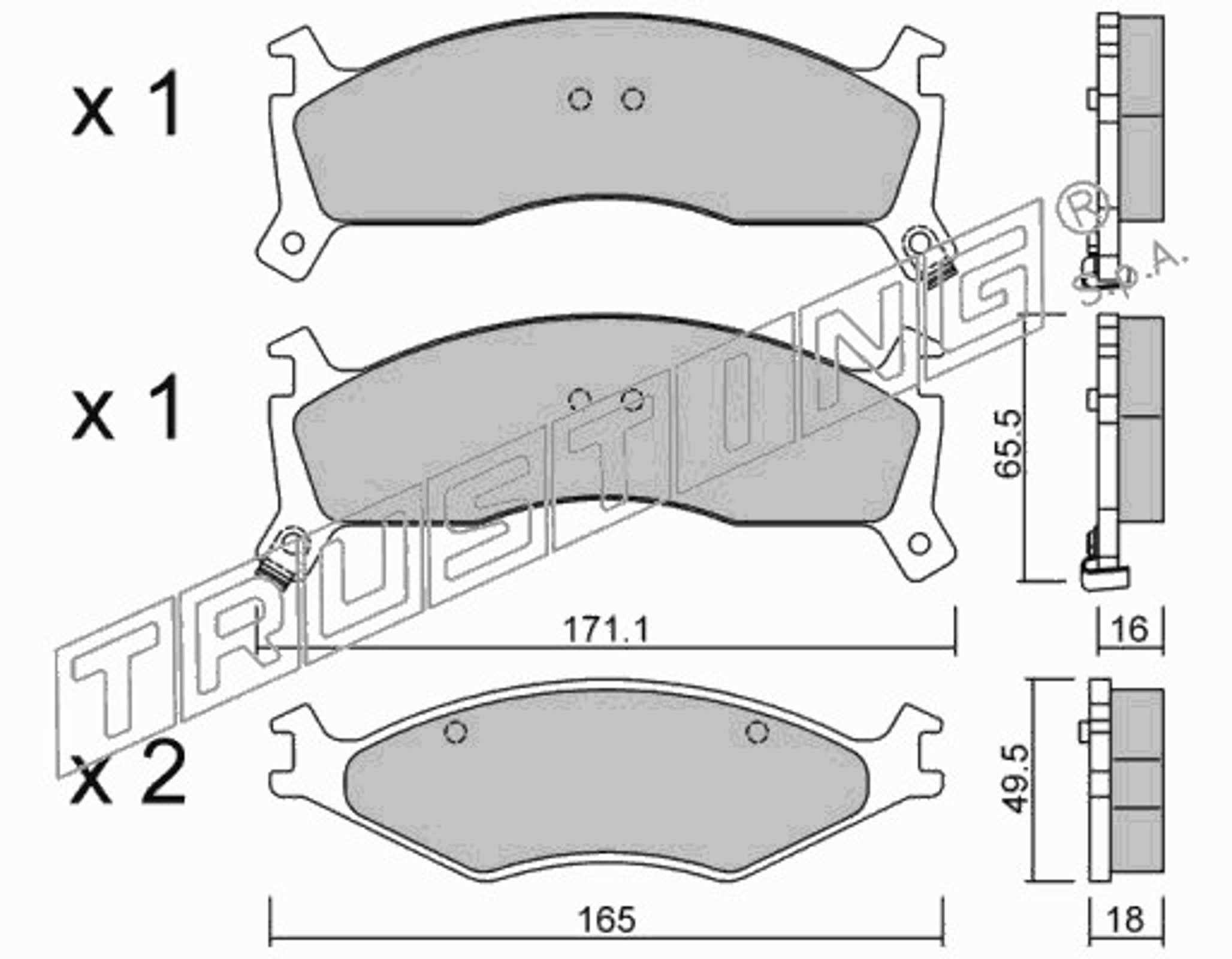 Колодки тормозные дисковые TRUSTING 384.0