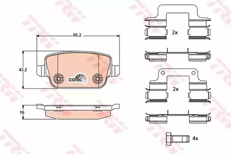 Комплект тормозных колодок дискового тормоз cotec TRW GDB1708