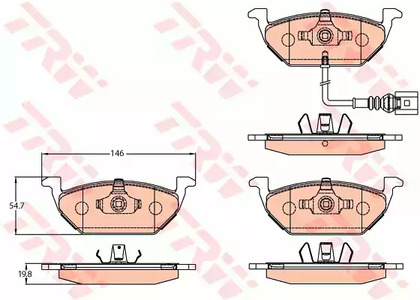 Комплект тормозных колодок дискового тормоза TRW GDB2108