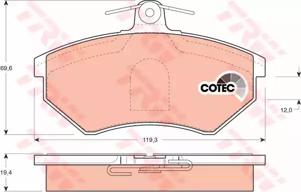 Комплект тормозных колодок дискового тормоз cotec TRW GDB1044