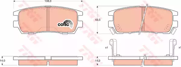 Комплект тормозных колодок дискового тормоз cotec TRW GDB1127