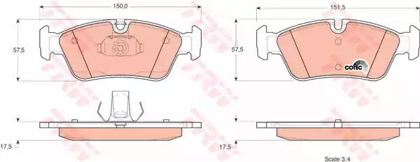 Комплект тормозных колодок дискового тормоз cotec TRW GDB1348