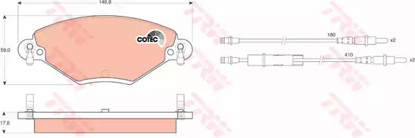 Комплект тормозных колодок дискового тормоз cotec TRW GDB1448