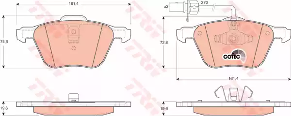 Комплект тормозных колодок дискового тормоз cotec TRW GDB1460