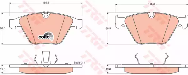 Комплект тормозных колодок дискового тормоз cotec TRW GDB1498