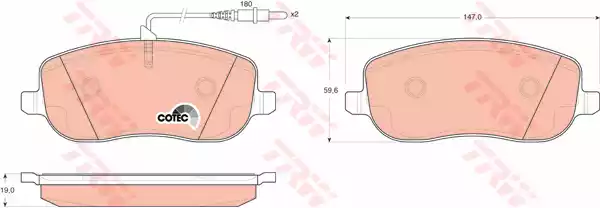 Комплект тормозных колодок дискового тормоз cotec TRW GDB1503