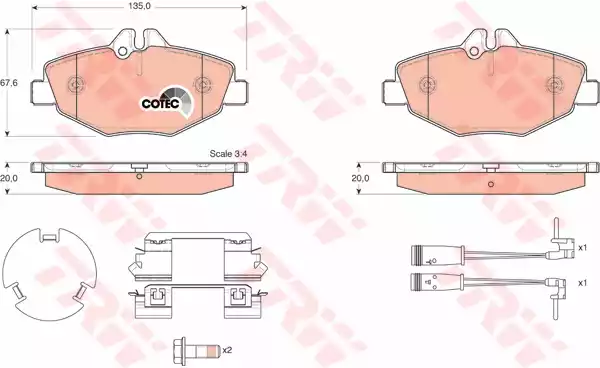 Комплект тормозных колодок дискового тормоза TRW GDB1542