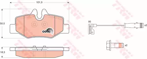 Комплект тормозных колодок дискового тормоз cotec TRW GDB1601