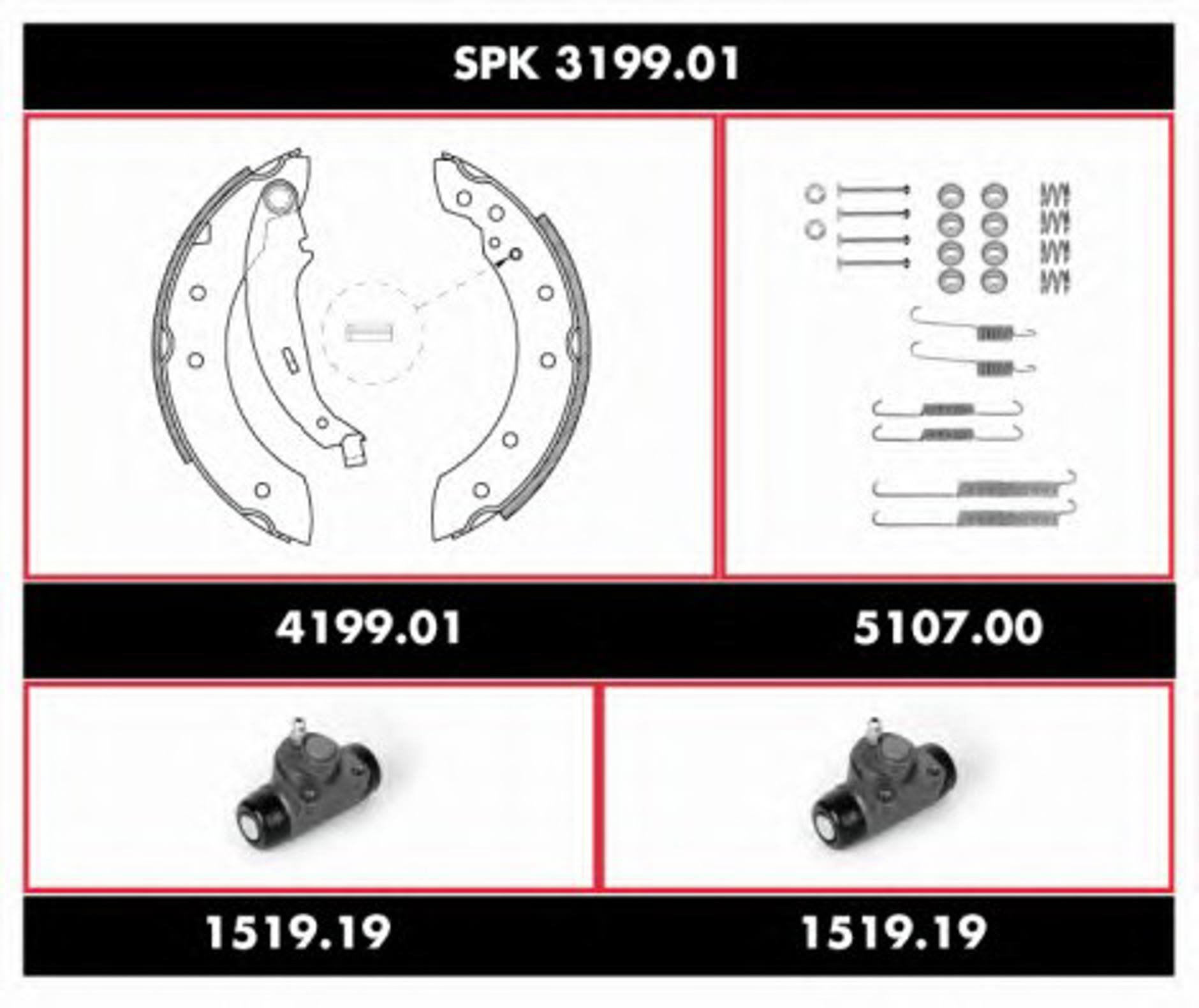 Комплект тормозов барабанный тормозной механизм WOKING SPK 3199.01