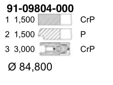 Кольца поршневые opel / d84.8 (std) YENMAK 91-09804-000