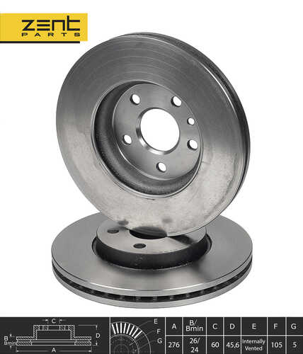 Z05961 диск тормозной передний ZENTPARTS Z05961