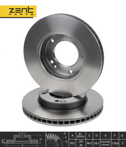Z06126 диск тормозной передний ZENTPARTS Z06126