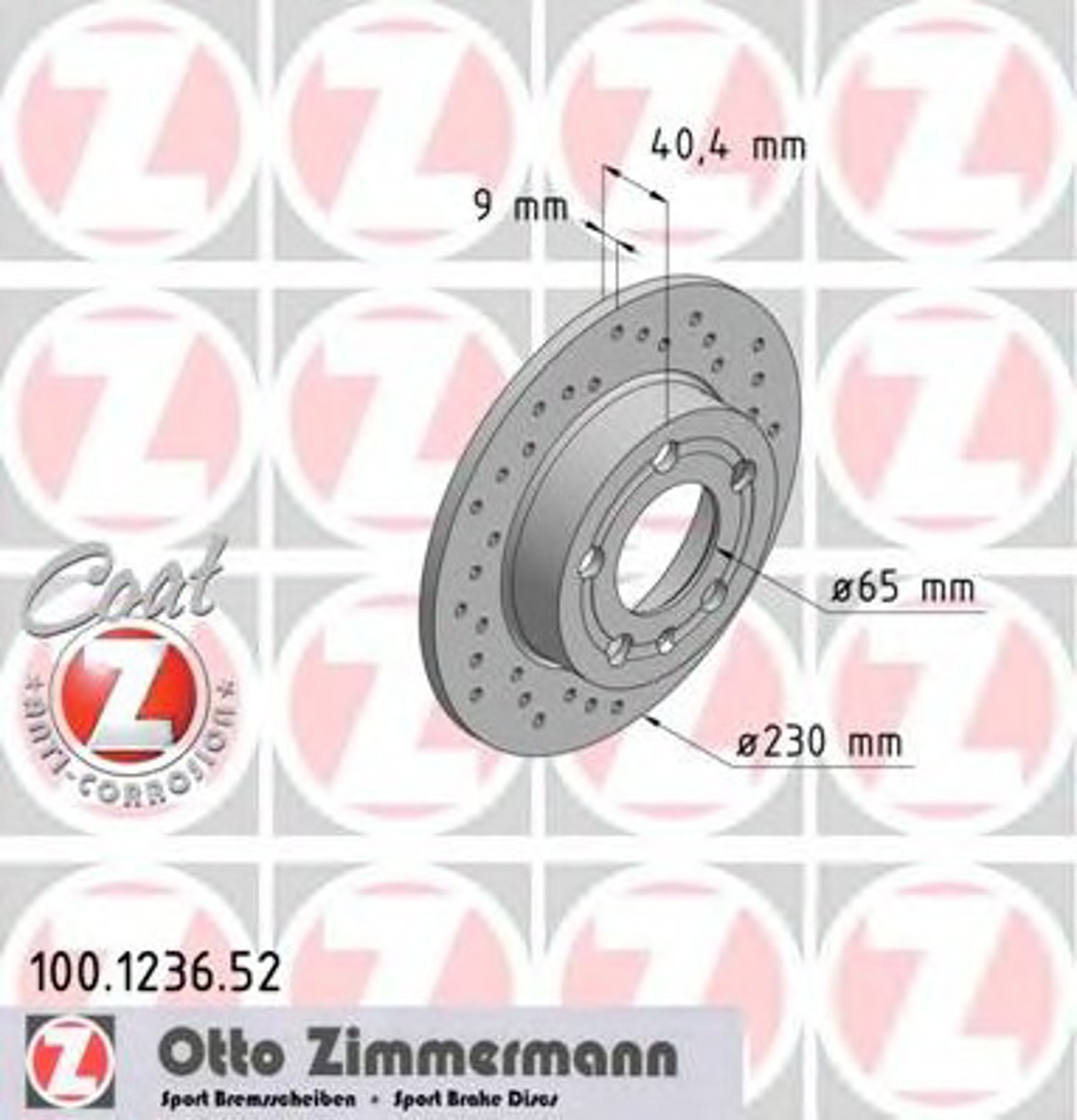 Диск тормозной ZIMMERMANN 100.1236.52