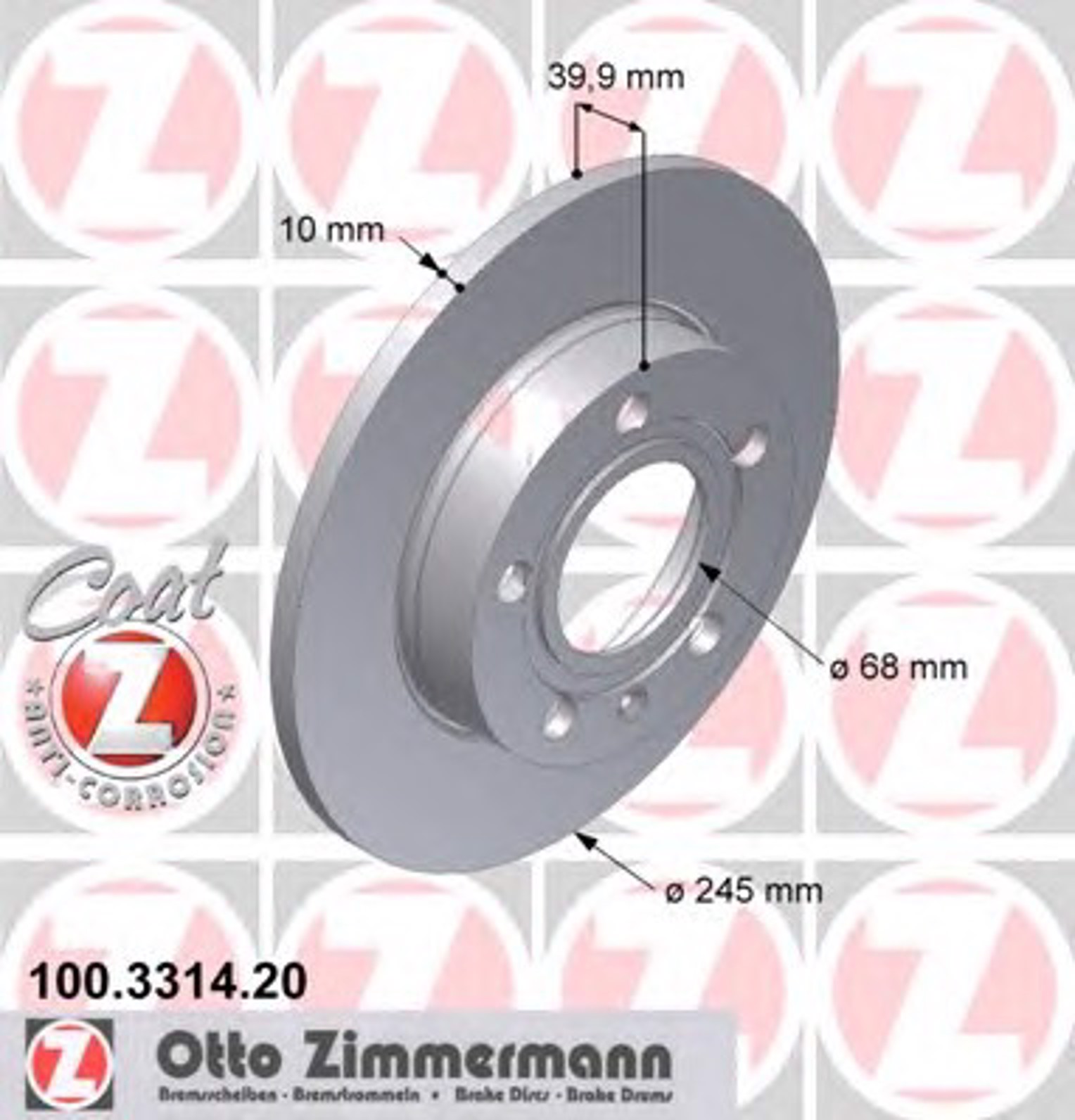 Тормозные диски ZIMMERMANN 100.3314.20
