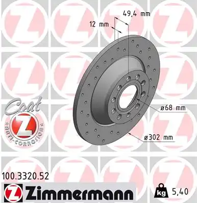 Тормозные диски ZIMMERMANN 100.3320.52