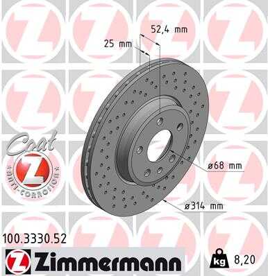 Тормозные диски ZIMMERMANN 100.3330.52