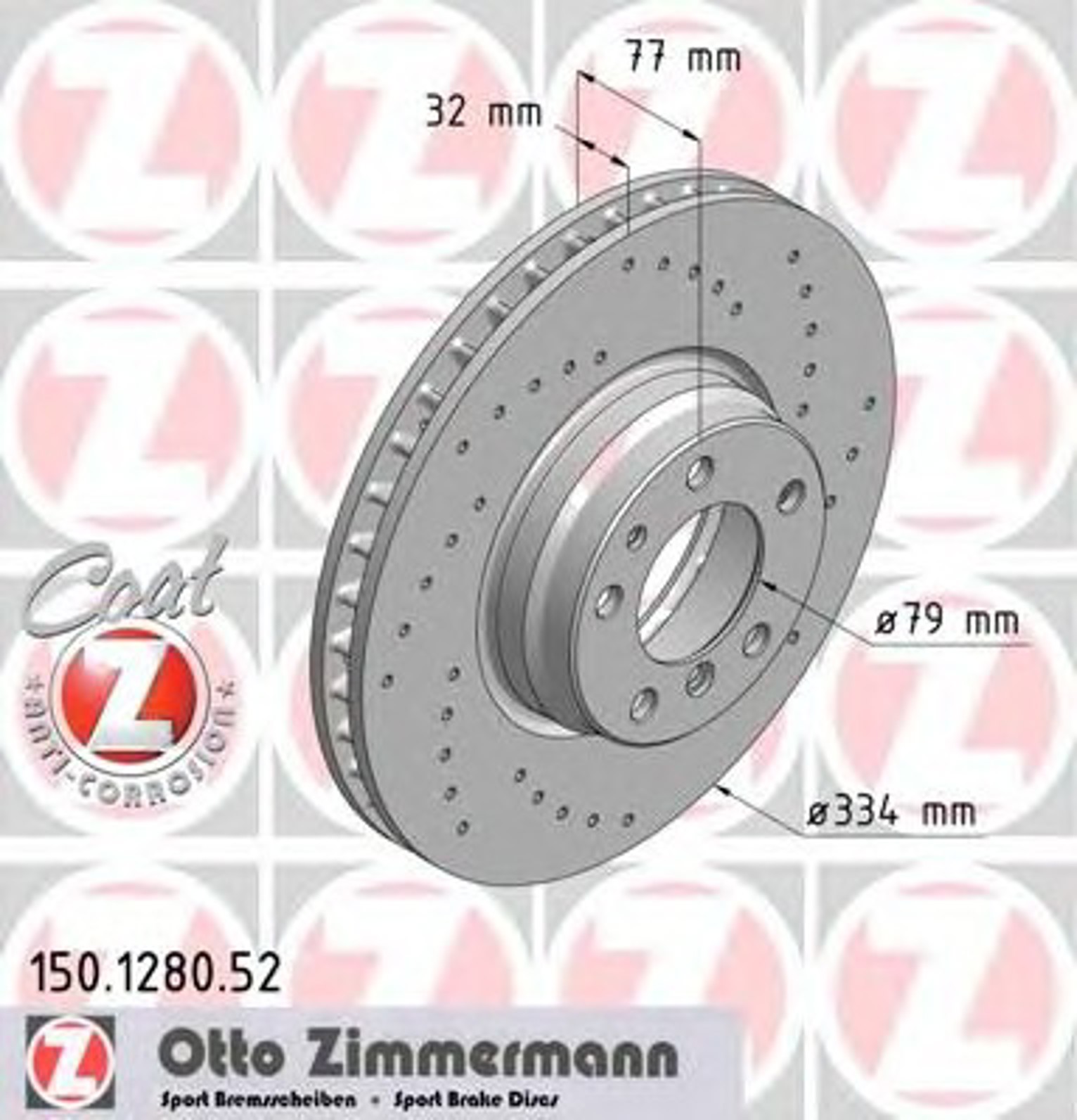 Диск тормозной ZIMMERMANN 150.1280.52