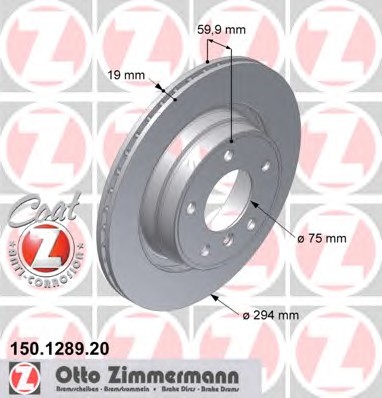 Тормозной диск ZIMMERMANN 150.1289.20