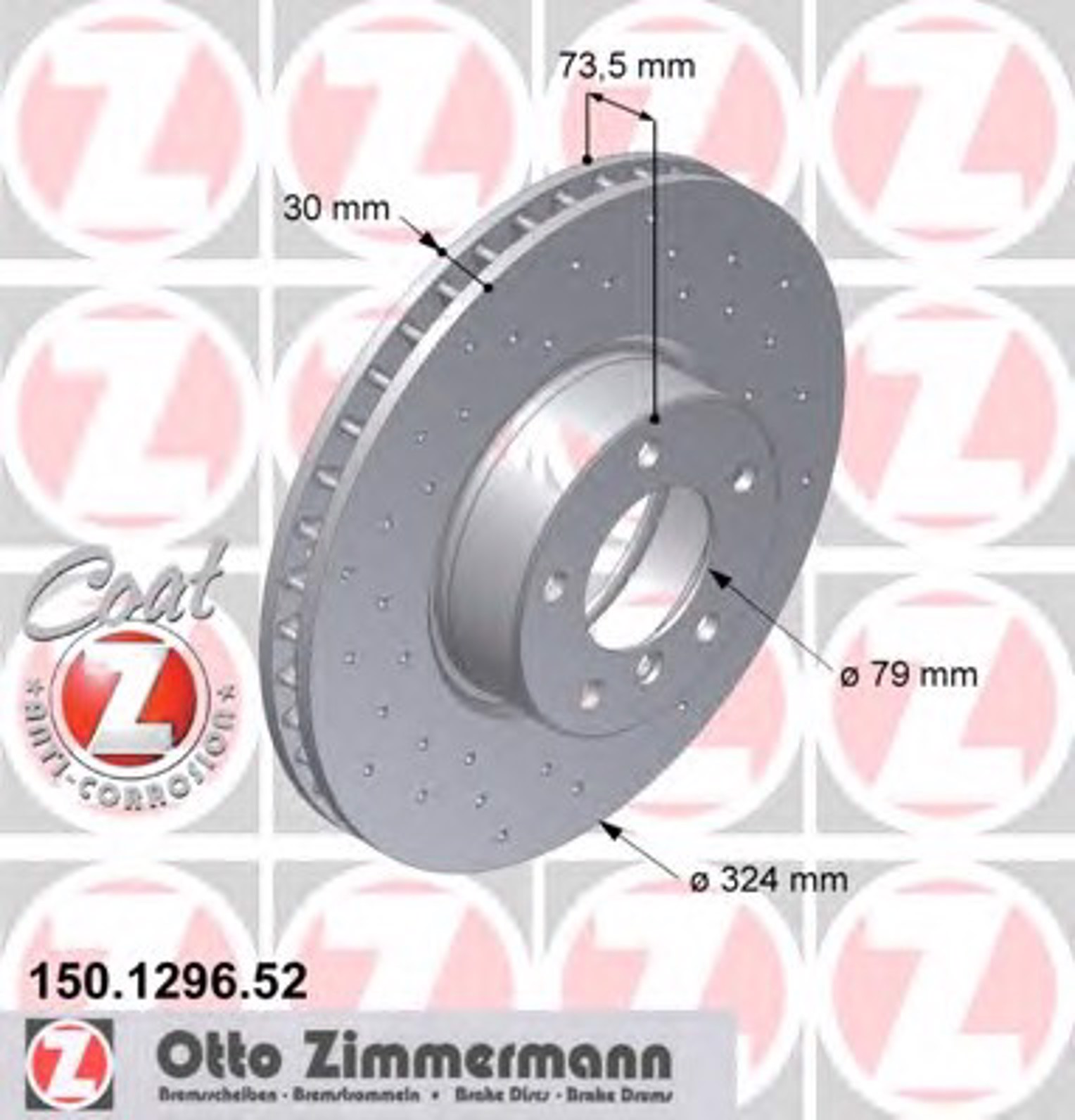 Тормозные диски ZIMMERMANN 150.1296.52