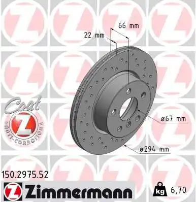 Диск тормозной ZIMMERMANN 150.2975.52