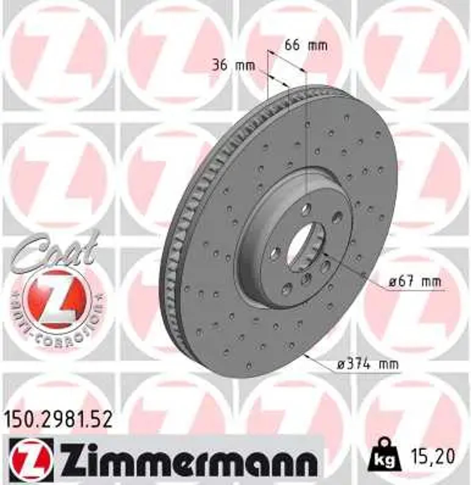 Диск тормозной ZIMMERMANN 150.2981.52