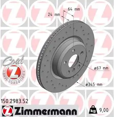 Тормозной диск bmw r bmw 3 (g20 g80 g28) 03.2019 ZIMMERMANN 150.2983.52