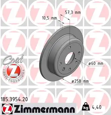 Тормозные диски ZIMMERMANN 185.3954.20