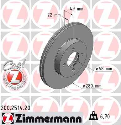 Тормозные диски ZIMMERMANN 200.2514.20