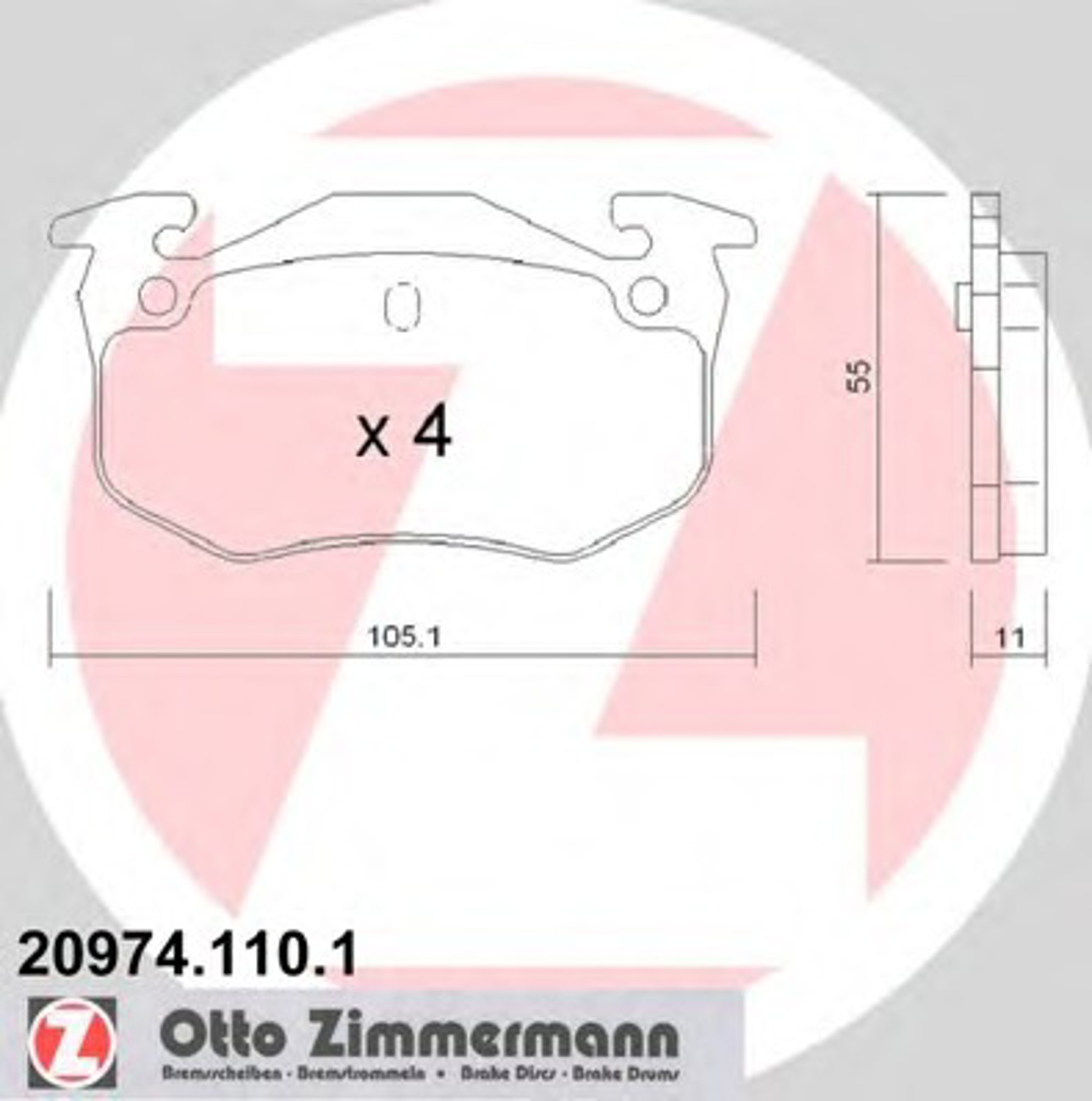 Колодки торм sbb jaguar xk 02-05/renault clio/megane 96-04 ZIMMERMANN 20974.110.1