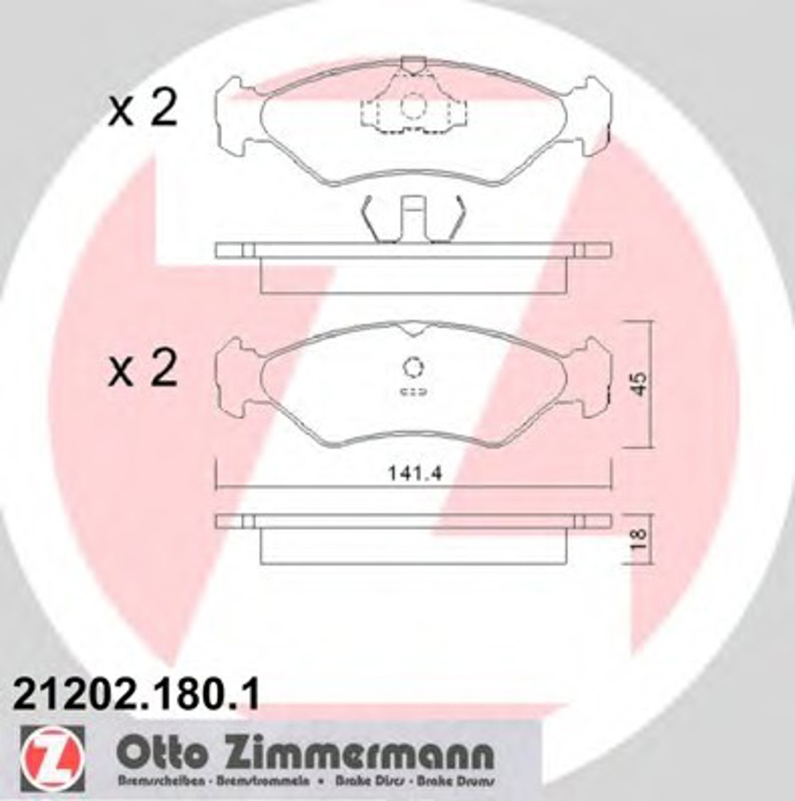 Колодки торм sbb ford fiesta 89-96 ZIMMERMANN 21202.180.1