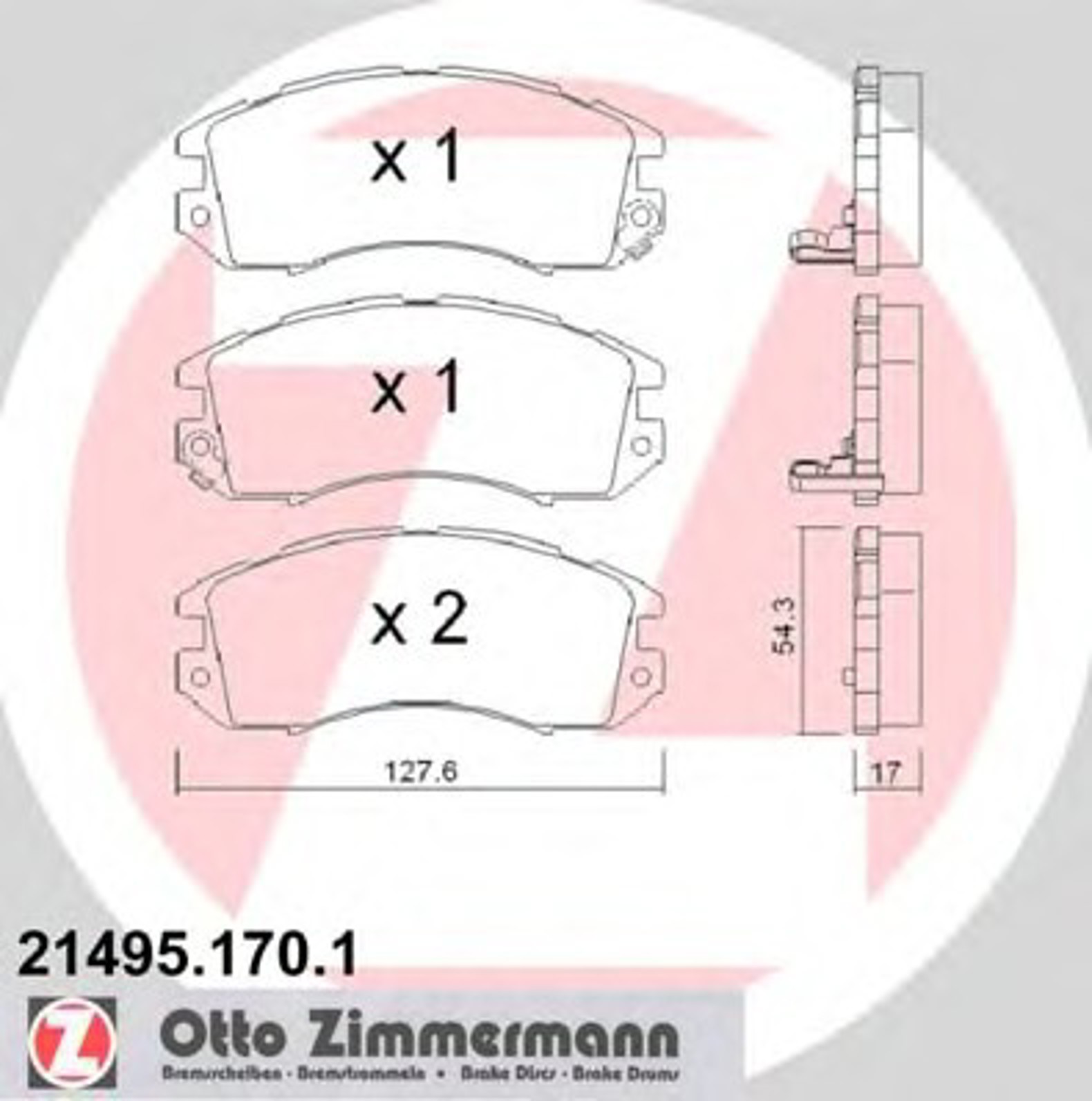 Комплект тормозных колодок дисковый тормоз ZIMMERMANN 21495.170.1