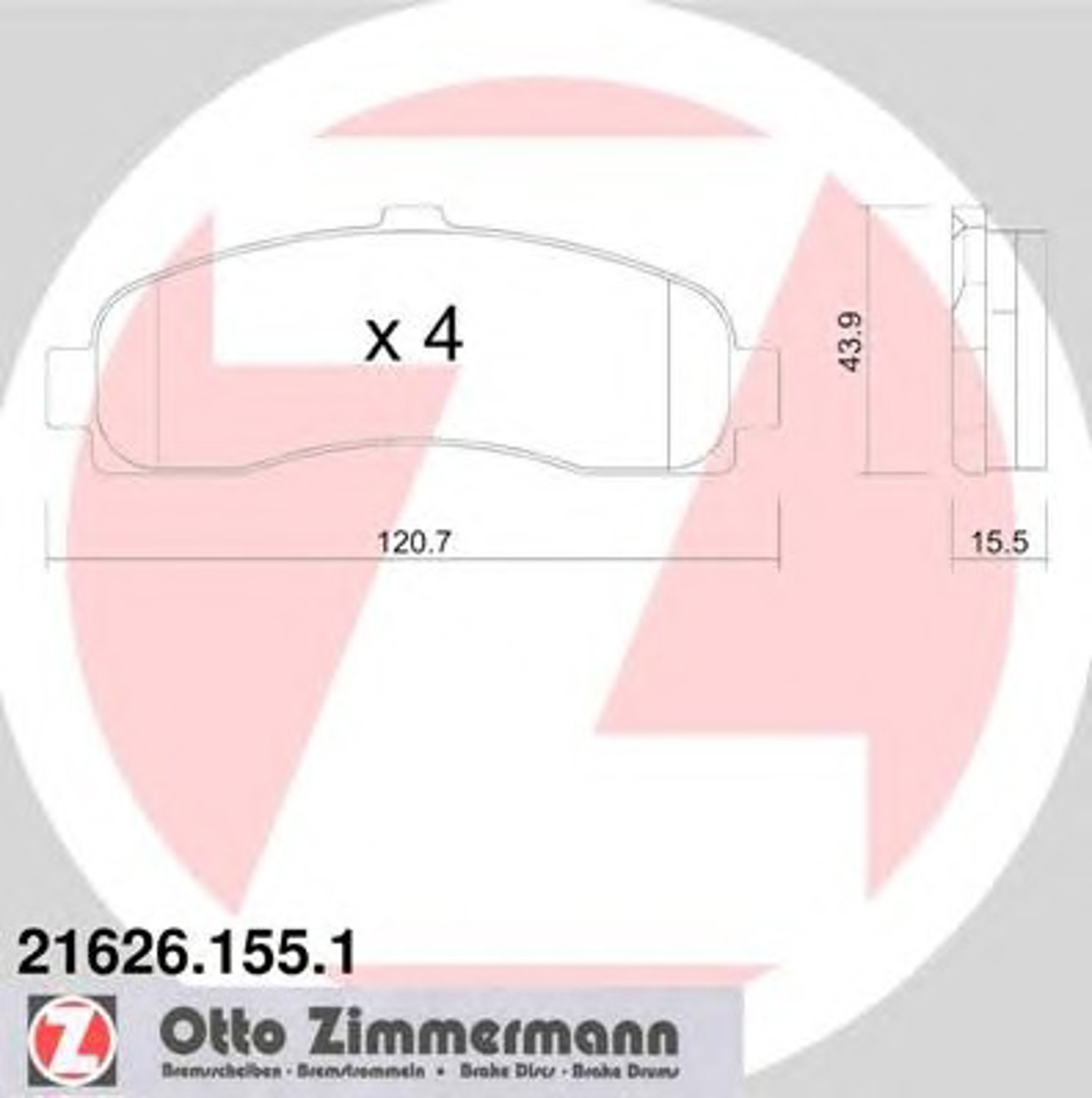 Колодки торм пер. niss micra (92-) ZIMMERMANN 21626.155.1