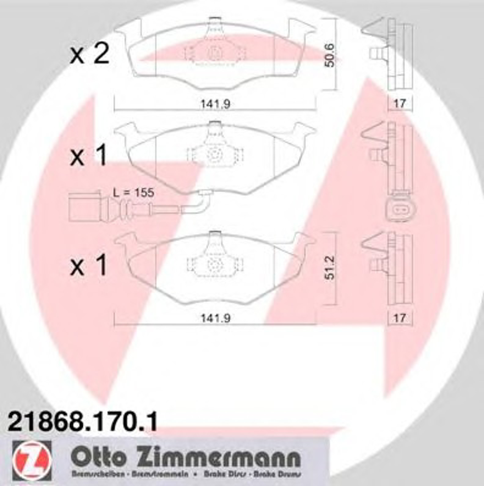 Колодки торм sbb skoda fabia 03/vw ZIMMERMANN 21868.170.1