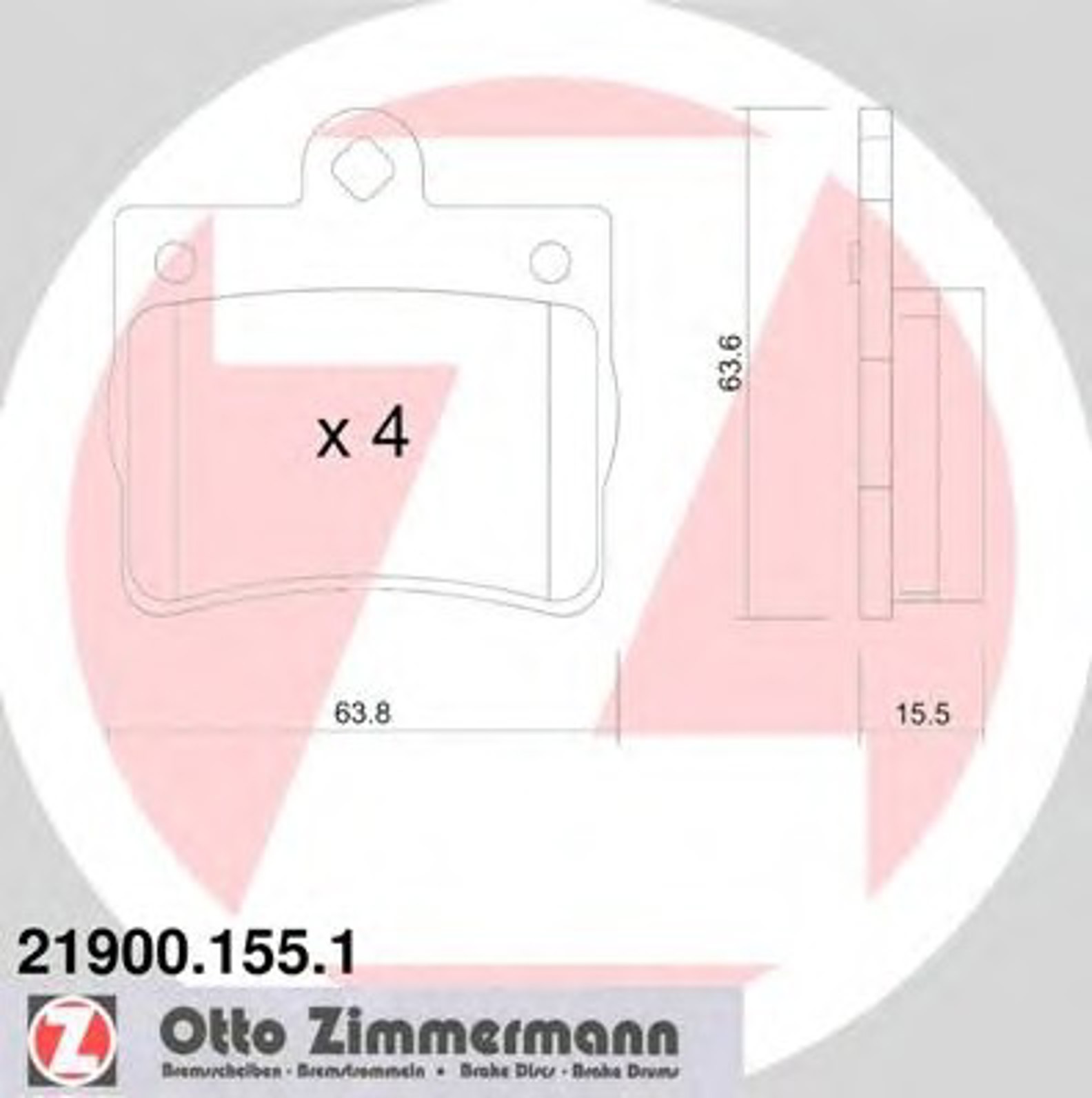 Колодки торм mer w202 c180-c280 зад 93/00- ZIMMERMANN 21900.155.1