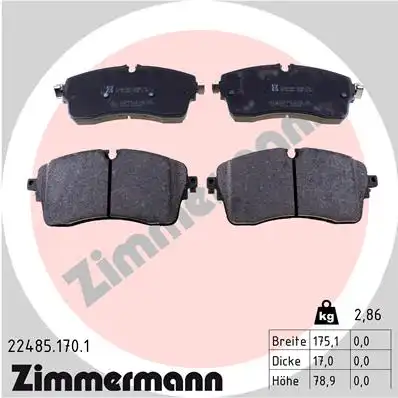 Комплект тормозных колодок дисковый тормоз land rover defender station wagon (l663) 09.2019 ZIMMERMANN 22485.170.1