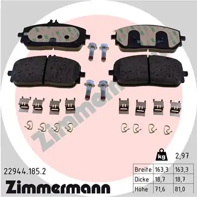 Комплект тормозных колодок дисковый тормоз mercedes-benz a-class (w177) a-klasse 06.2018 ZIMMERMANN 22944.185.2