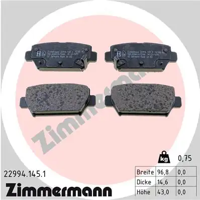 Тормозные колодки дисковые ZIMMERMANN 22994.145.1