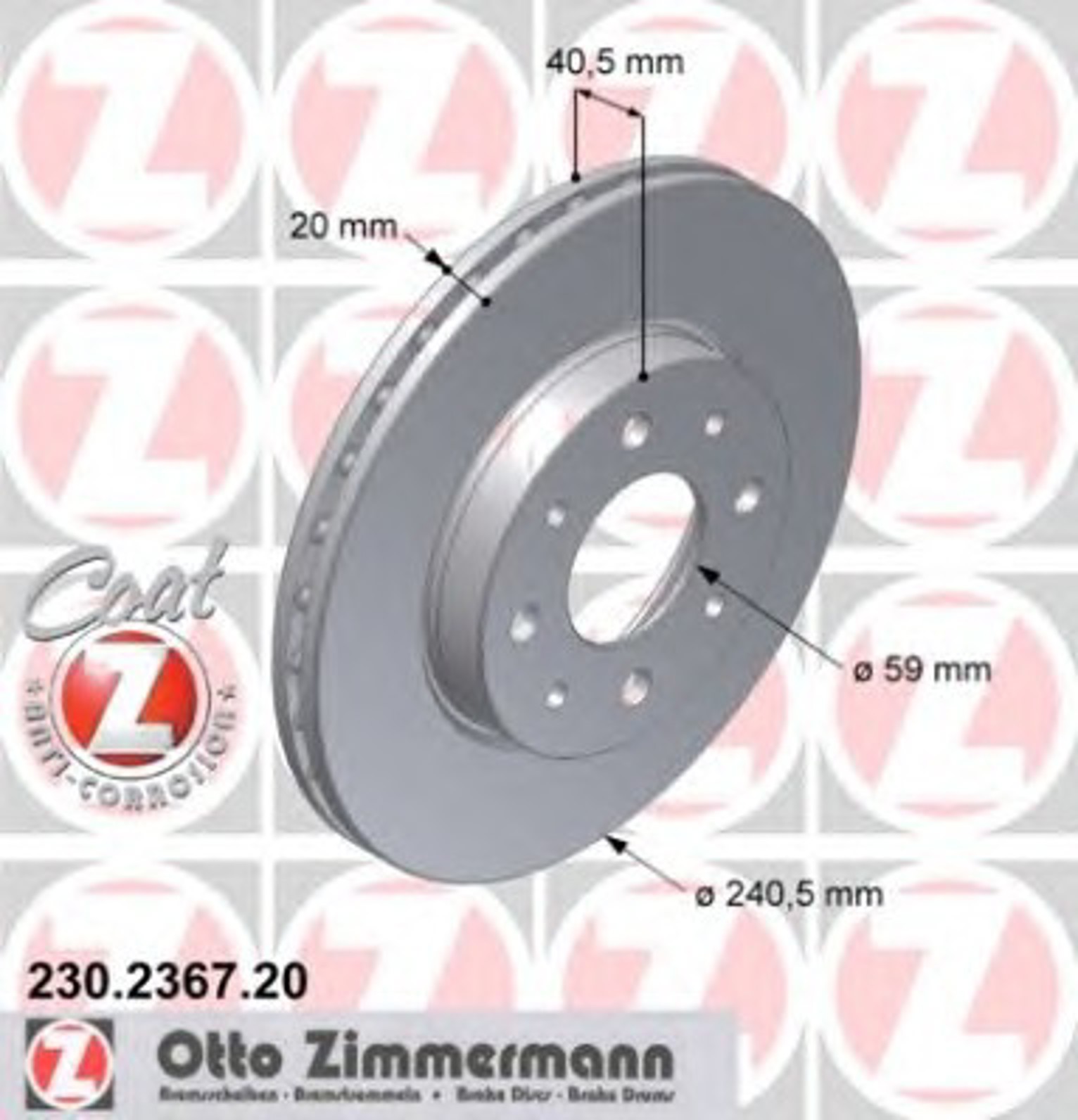Диск тормозной ZIMMERMANN 230.2367.20