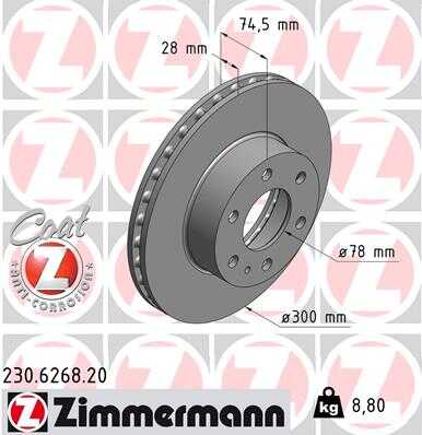 Тормозные диски ZIMMERMANN 230.6268.20