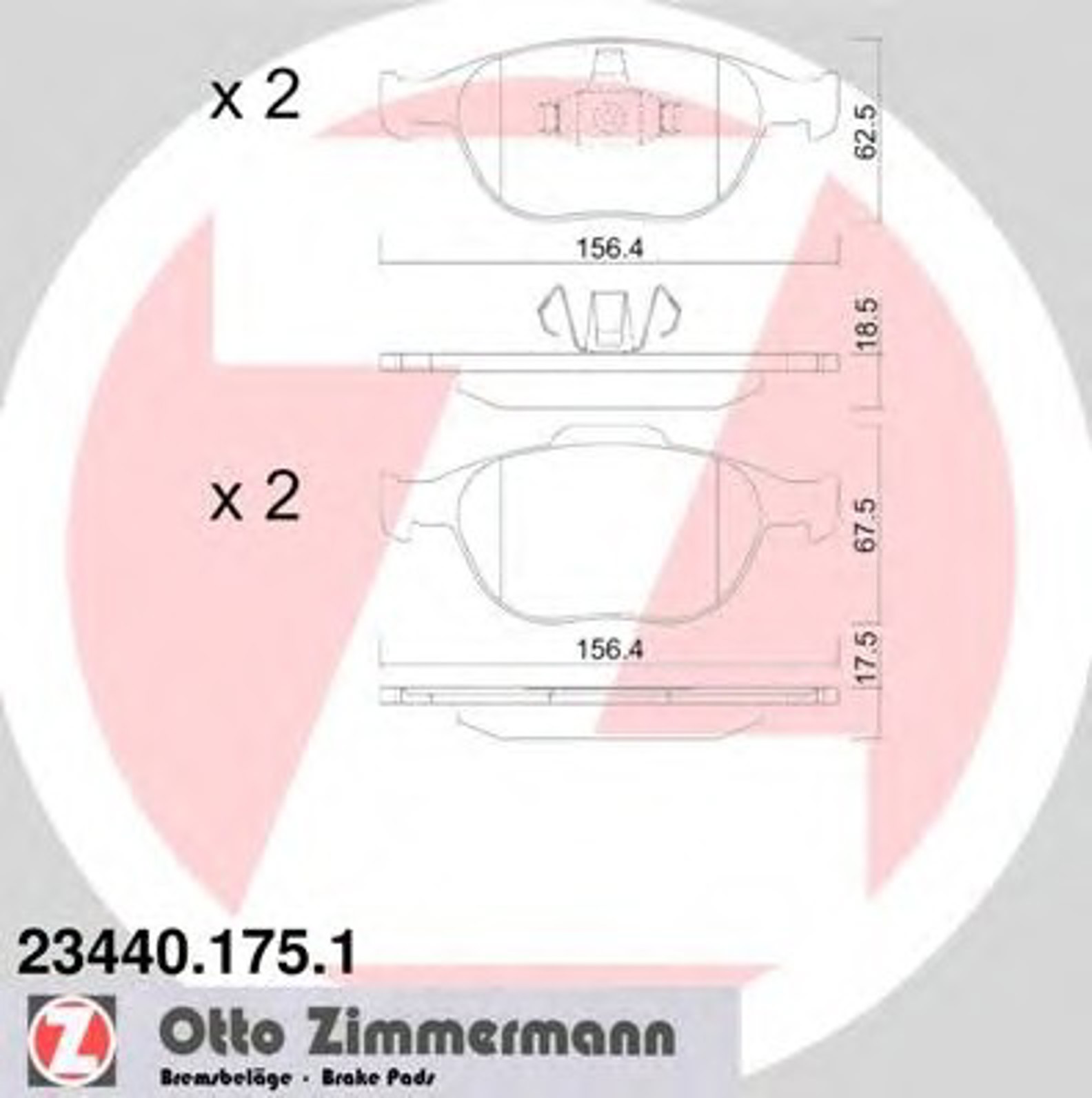 Колодки торм ford fiest/focus/trans f 02/05- ZIMMERMANN 23440.175.1