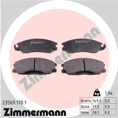 Тормозные колодки ZIMMERMANN 23569.170.1